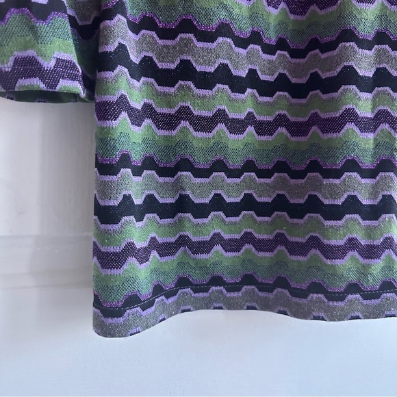 Zara‎ Retro Cutout long sleeve Mini Dress chevron bright printed metallic fabric - Picture 7 of 10